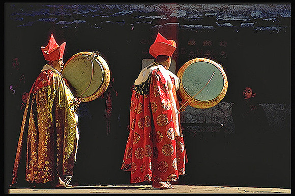 Drumming Monks at Bumthang