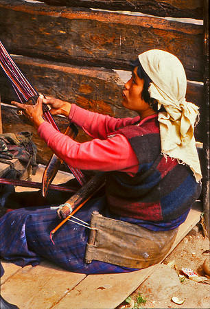 Bhutanese  Woman at the Hand Loom