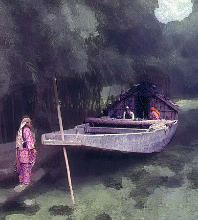 Kashmiri Boat Scene