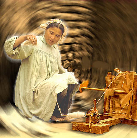 A Girl Spinning Wool - Turfan, Central Asia